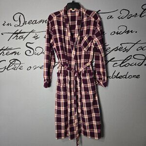 Duluth Trading Company Unisex Burgundy Plaid Flannel Robe, L